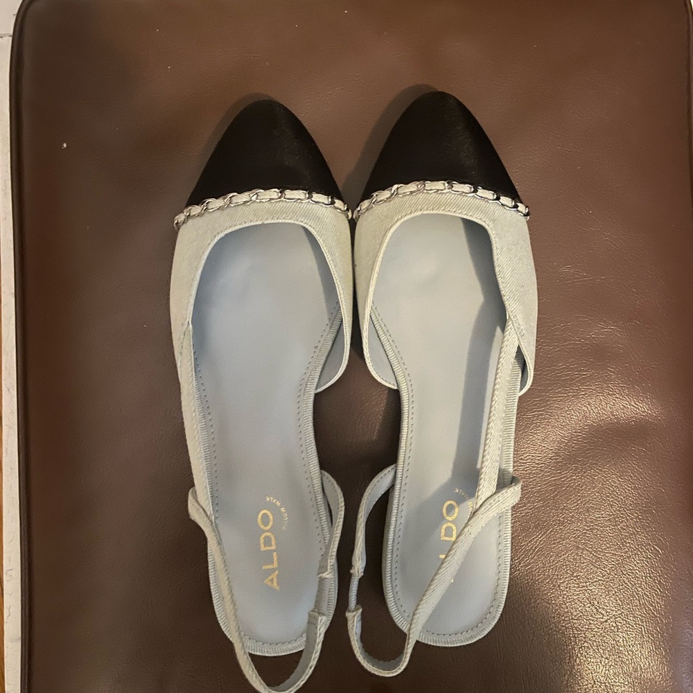 ALDO Women's Black and Light Blue Flats